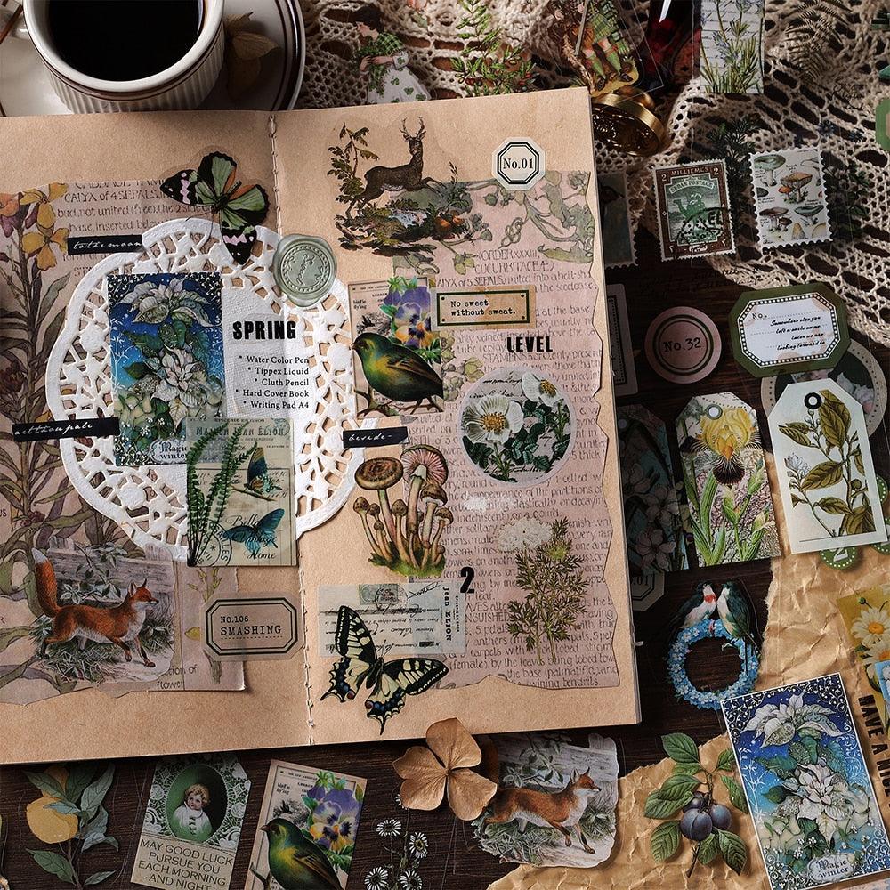 BUKE 4 Styles 20Pcs / Set Retro Plant Sticker Book Creative INS Style Hand Account Material Paper Decorative Stickers - bukenotebook