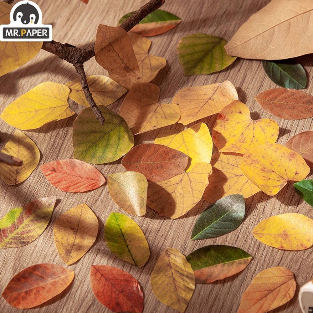 BUKE 8 Styles Aesthetic Leaves Washi Tape Stickers Creative Literary DIY Fallen Leaves Hand Account Decorative masking tape - bukenotebook