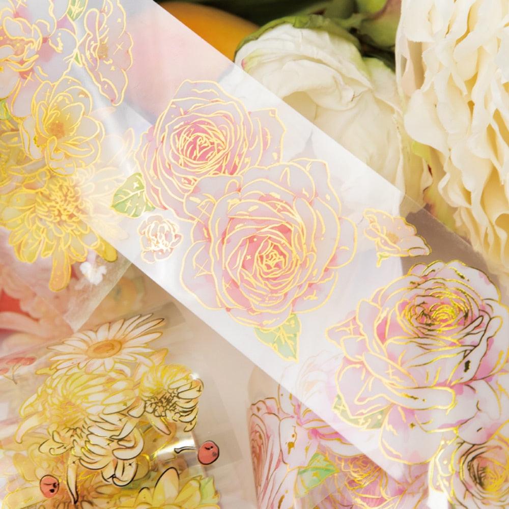 BUKE 4 Style 300cm/roll  Aesthetic Flower PET Tape Creative  Fresh Hand Account Material Decorative Stationery Tape - bukenotebook