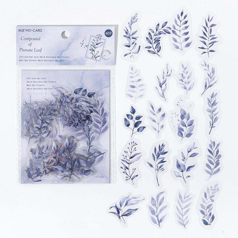 BUKE  6 Styles 40Pcs/Bag Fresh Plant Stickers Pack Literary Aesthetic Flowers Hand Account Decoration Stationery Stickers - bukenotebook
