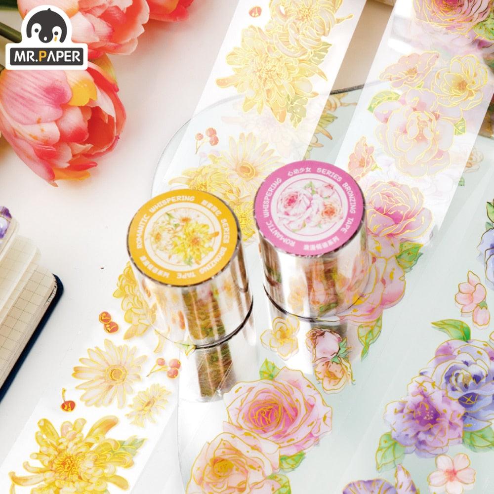 BUKE 4 Style 300cm/roll  Aesthetic Flower PET Tape Creative  Fresh Hand Account Material Decorative Stationery Tape - bukenotebook