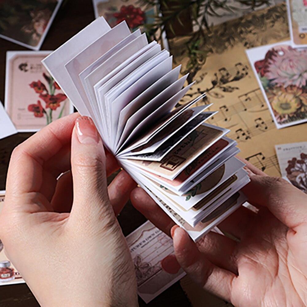 BUKE 4 Styles 50pcs/book Vintage Butterfly Washi Sticker Book Aesthetic Plant DIY Hand Account Material Decorative Stickers - bukenotebook