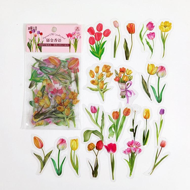 BUKE  40Pcs/Bag Plant Flower Series Decorative Diary Sticker Scrapbook Planner Decorative Stationery Sticker - bukenotebook
