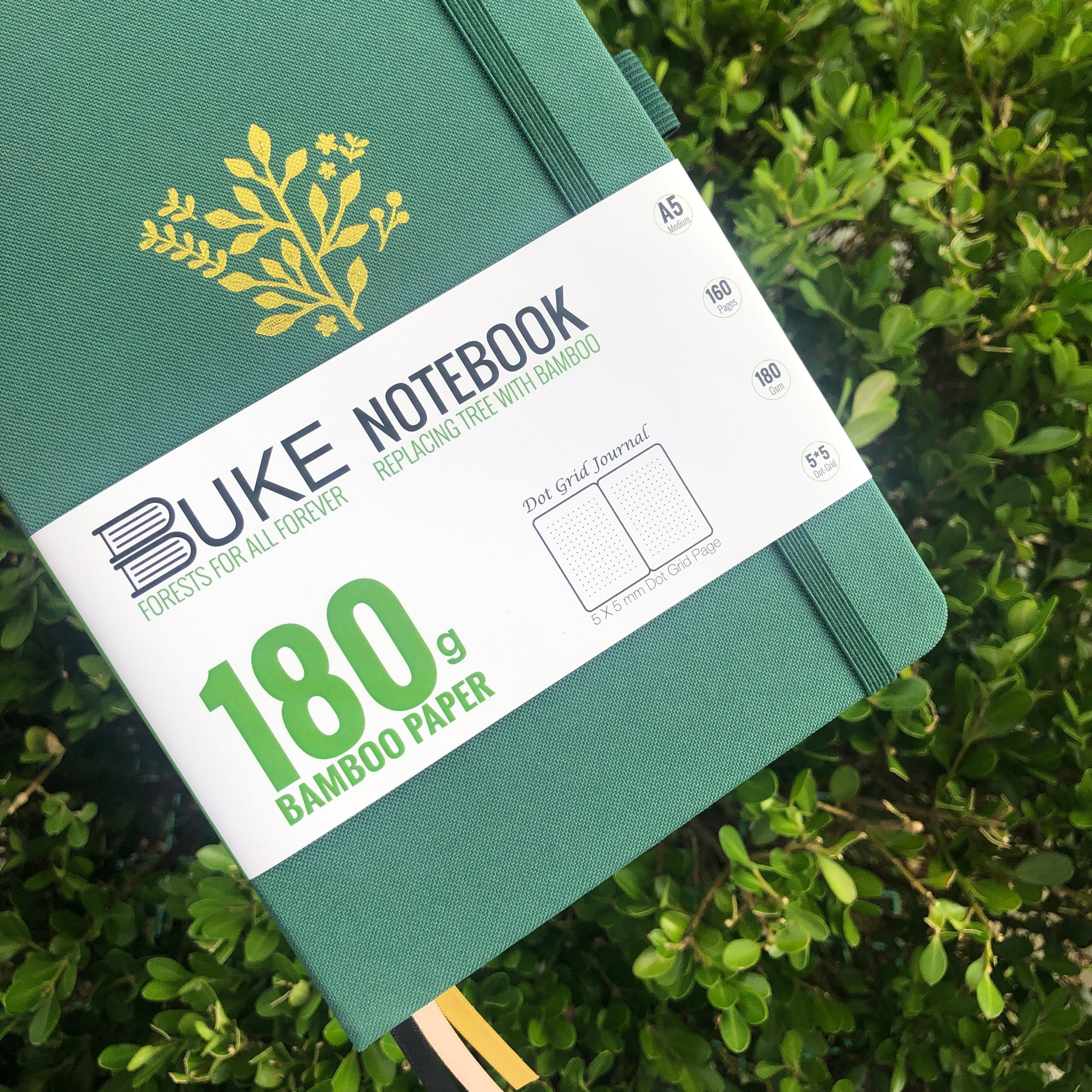 A5 green cloth cover notebook with gold leaf branch design